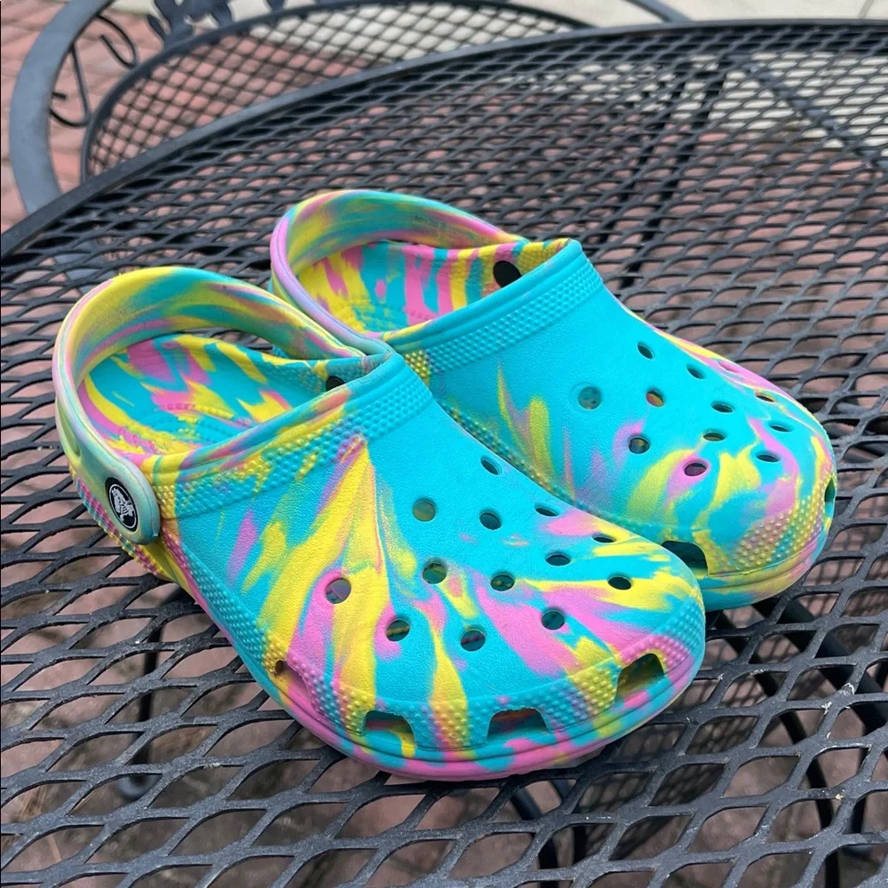 Crocs Classic Marbled Kids Clogs (207464) - Digital Aqua/Multi Size 2 Junior